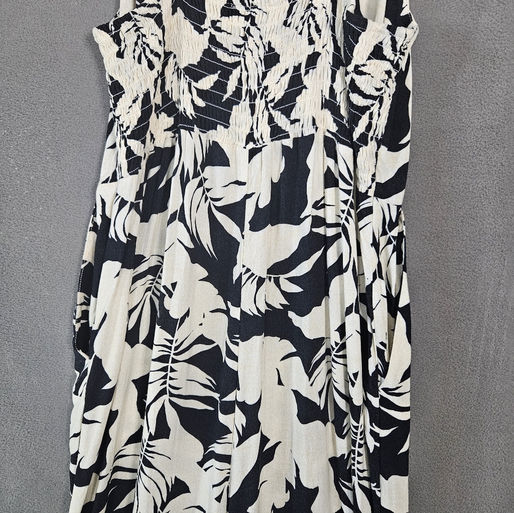 XIX Palms X Tribal Wailea Jumpsuit Tropical Black White Leaves Tank Adjustable S - Picture 8 of 10